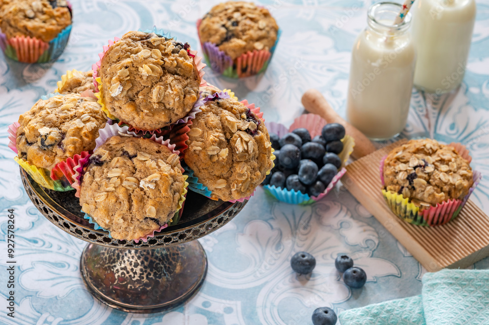 Sticker Blueberry, banana and oat muffins