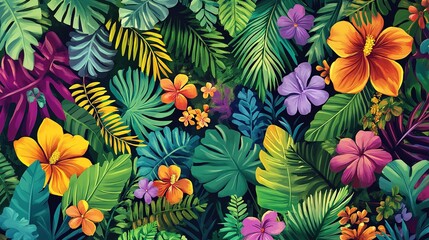 a banner featuring the lush greens and exotic floral of the Amazon Rainforest. a Brazil-Themed Banner Design. 