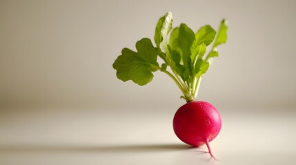 36. "A detailed close-up of a fresh radish on a white background, showcasing its nutrient-rich qualities and crisp texture