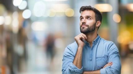 Fototapeta premium Thoughtful Young Man in City