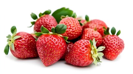37. "A vibrant image of a bunch of fresh strawberries isolated on a pristine white background, highlighting their antioxidant and vitamin content