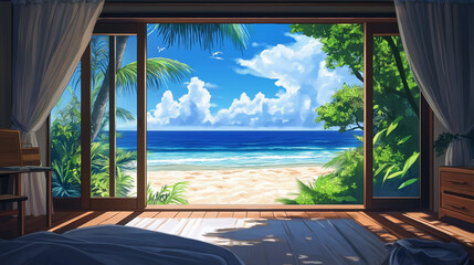 Fototapeta premium beach view from inside the hotel