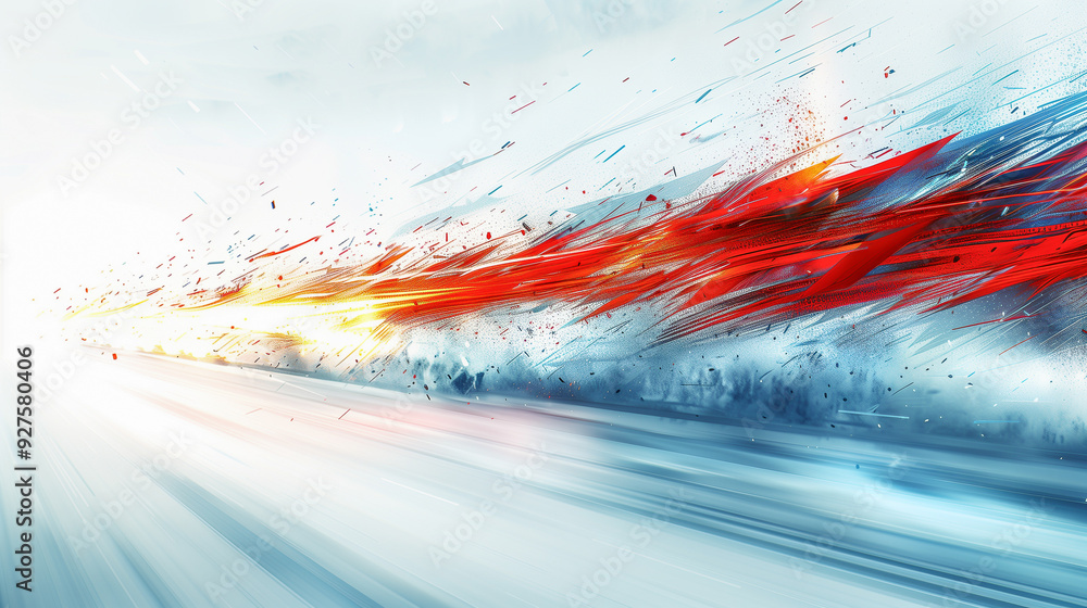 Aufkleber dynamic abstract motion with red and blue energy streaks..