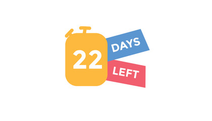 22 days left Countdown number banner templates. time icon. Vector Illustration 
