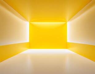 yellow room with white floor and wall