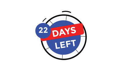 22 days left Countdown number banner templates. time icon. Vector Illustration 
