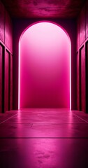 pink room with light coming from the ceiling