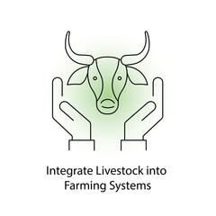 Integrate Livestock into Farming Systems icon with Editable Stroke.