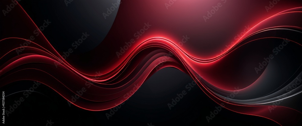 Aufkleber red and black background with wavy lines