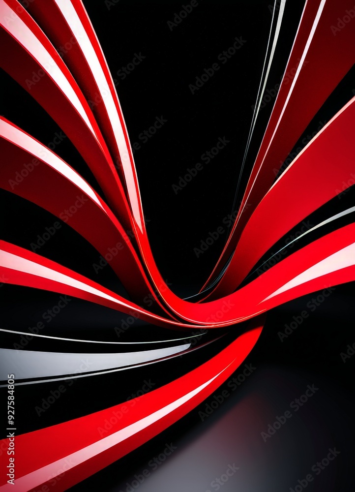 Poster red and black background with curved design