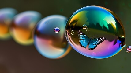 Bubbles in an iridescent butterfly 