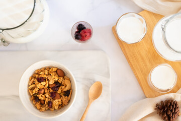 Start your day with a delicious and nutritious breakfast of cereal and fresh berries.
