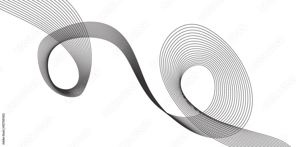 Fototapete abstract wavy grey smooth stream element for design on transparent background isolated. curved wavy 