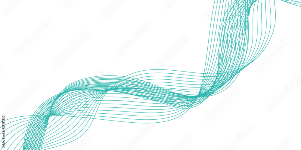 Poster abstract vector background with green wavy lines. green wave background. design element for technolo