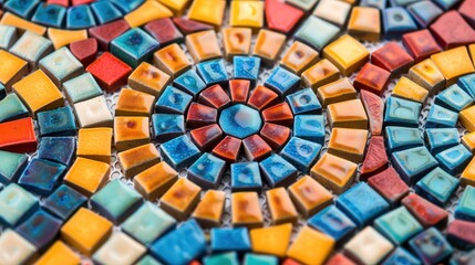 Vibrant Mosaic Tile Patterns, a stunning display of intricate designs, rich colors, and dynamic textures, creating a captivating three-dimensional visual experience.