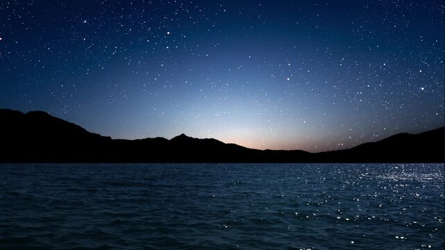 a night sea sky with moon and stars