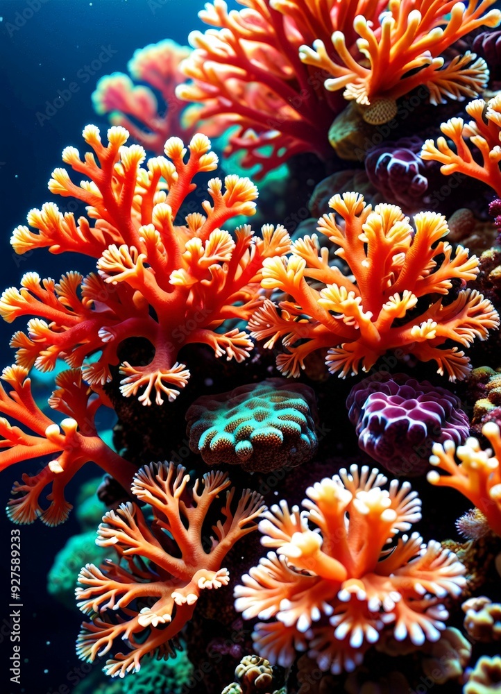 Poster close up coral with many different colors