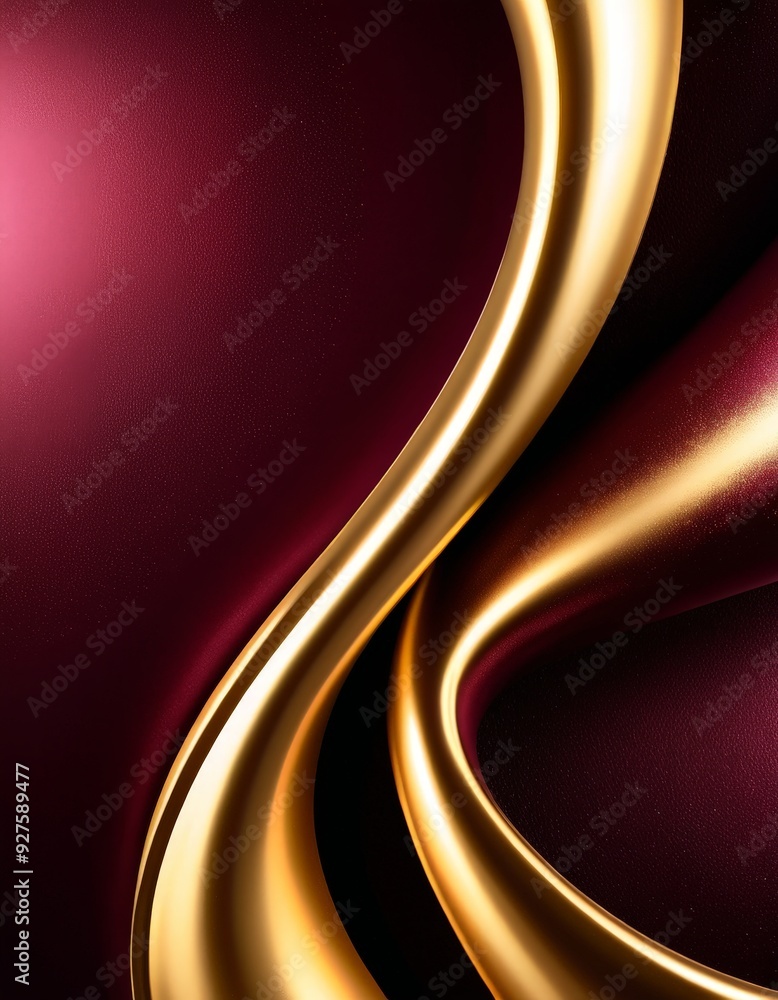 Poster red and gold background with curved curve
