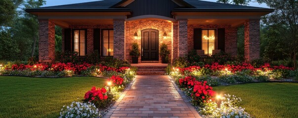 Enhance Your Curb Appeal with Stunning Front Yard Lighting Illuminate Your Home's Entrance and Create an Inviting Atmosphere with Well-Lit Landscaping and Pathways Transform Your Front Yard into a