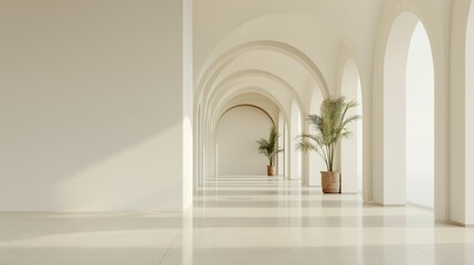 Fototapeta premium A minimalist-style arched hallway. 