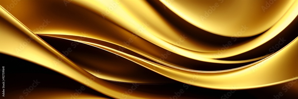 Poster gold background with wavy pattern