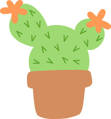 Cactus In Pot Graphic Illustration 