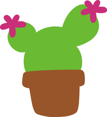 Cactus In Pot Graphic Illustration 