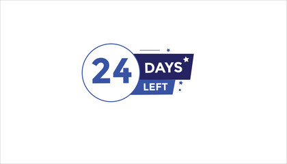 24 days left Countdown number banner templates. time icon. Vector Illustration 