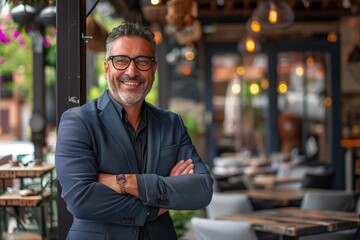 Fototapeta premium Smiling Businessman in Cafe