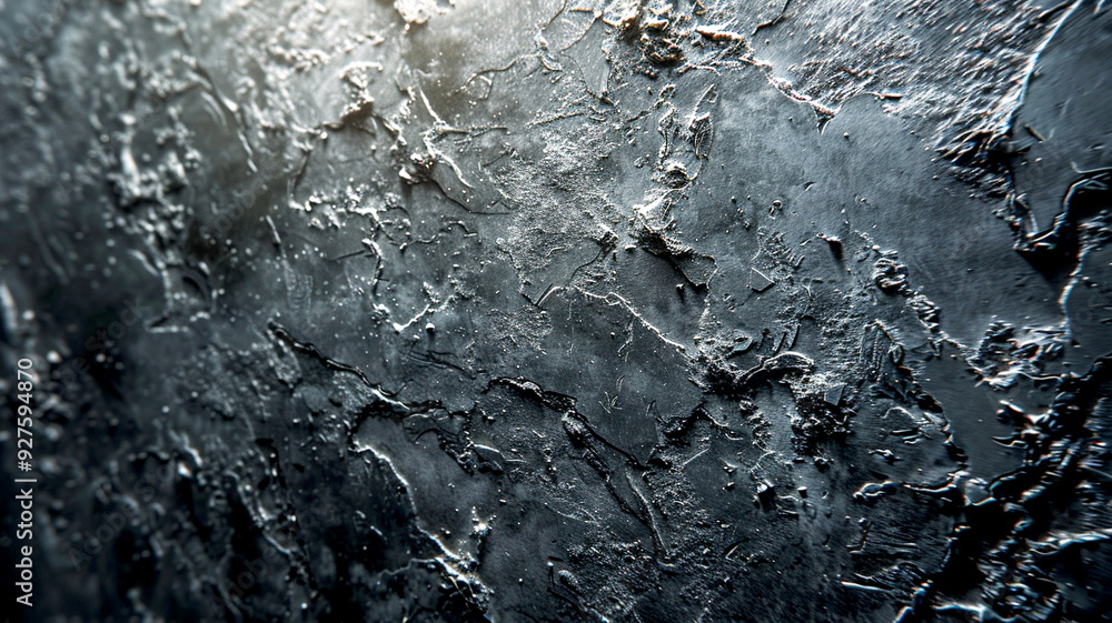 Poster textured black surface with intricate patterns and lighting effects captured in detail