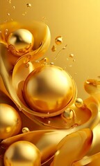 Obraz premium bunch gold liquids on yellow background