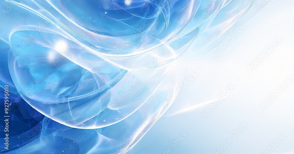 Aufkleber blue abstract background with waves and bubbles