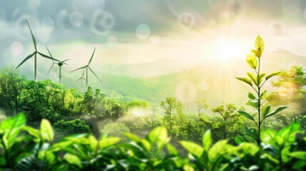 Obraz premium Environmental conservation technology and approaching global sustainable ESG by clean energy and power from renewable natural resources