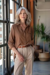 Elegant Mature Woman in Casual Outfit