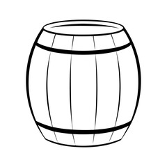 Black silhouette wine barrel icon and vector graphic illustration isolated on white