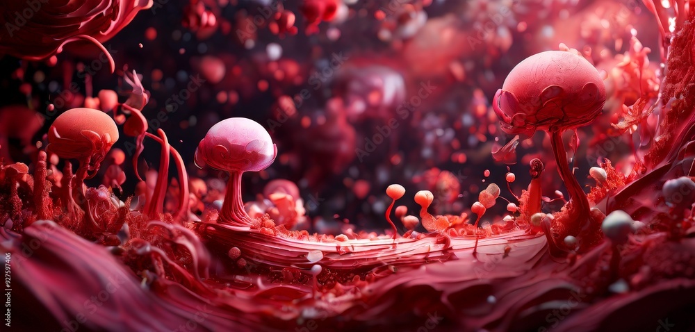 Aufkleber group red and pink objects in dark room