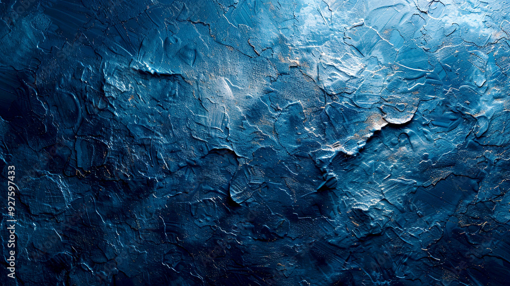 Poster textured blue surface with intricate patterns resembling a deep ocean view