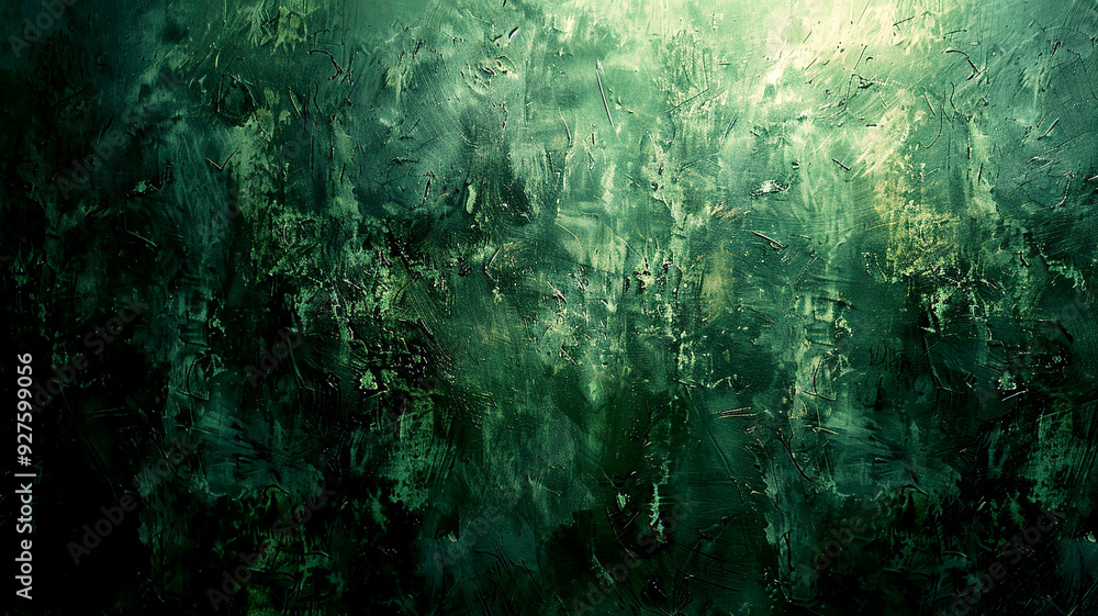 Poster Textured green surface with abstract patterns in soft light