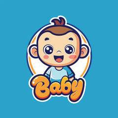 Cute baby smile mascot logo design icon vector illustration
