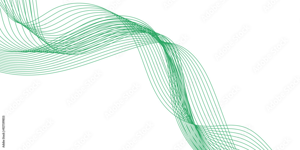 Poster abstract vector background with green wavy lines. green wave background. design element for technolo