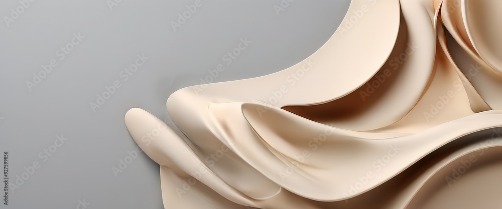 Poster white and beige abstract background with curved curves
