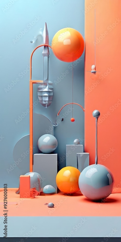 Poster group different colored objects on table