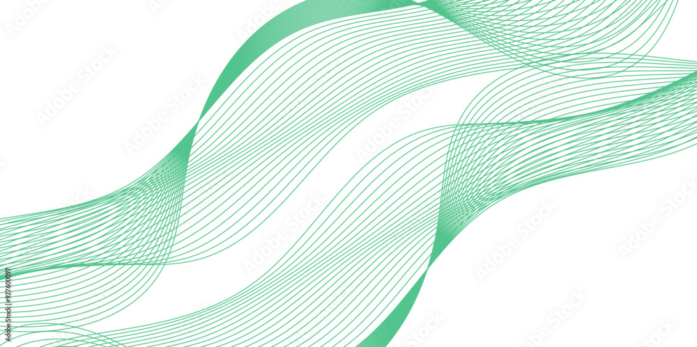 Poster abstract vector background with green wavy lines. green wave background. design element for technolo