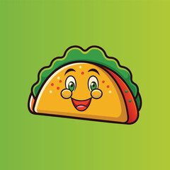 Tacos food smiling cute style mascot logo design icon vector illustration
