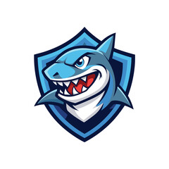 Shark fish royal luxury heraldic crest mascot logo design icon vector illustration