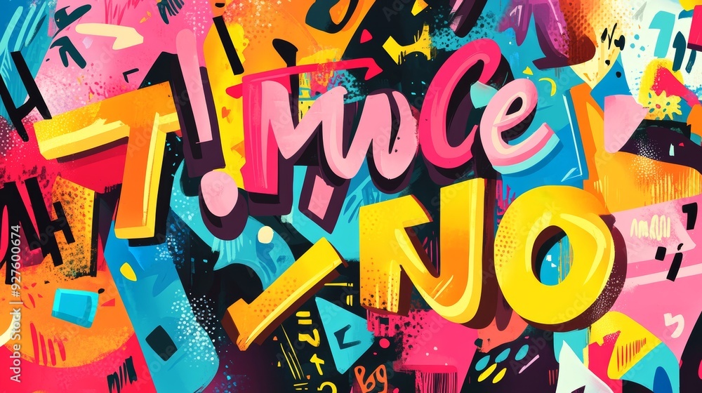 Poster diverse font styles and bold typography art on a vibrant and colorful background