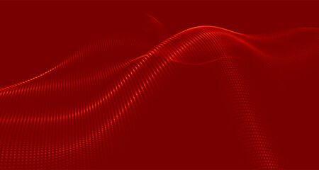 Futuristic dot wave. Abstract digital particle wave. Technology background. Colored musical wave. Light background. Digital background with smooth, wavy curves. 3D rendering