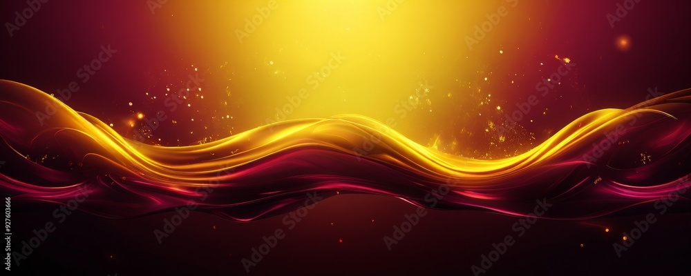 Poster abstract background with flowing red and yellow waves