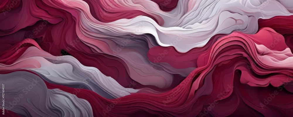 Poster abstract background with red and white waves
