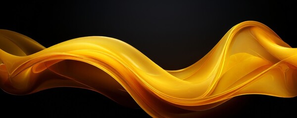 yellow wave liquid on black background